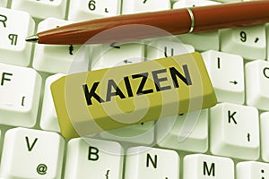 Conceptual caption Kaizen. Business approach a Japanese business philosophy of improvement of working practices