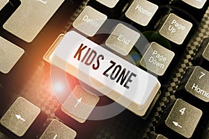 Conceptual caption Kids Zone. Business overview An area or a region designed to enable children to play and enjoy