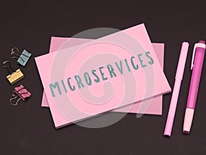 Conceptual caption Microservices. Word for Software development technique Building single function module