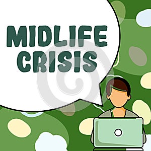 Conceptual caption Midlife Crisis. Business concept Software development technique Decomposing an application