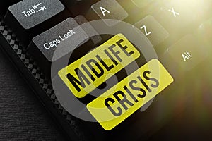 Conceptual caption Midlife Crisis. Business overview Software development technique Decomposing an application