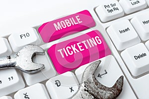 Conceptual caption Mobile Ticketing. Business idea concealment of the origins of illegally obtained money