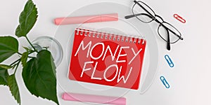 Conceptual caption Money Flow. Business overview the increase or decrease in the amount of money a business