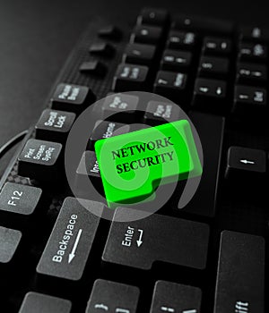 Conceptual caption Network Security. Business overview practice of securing a computer web from intruders Creating New