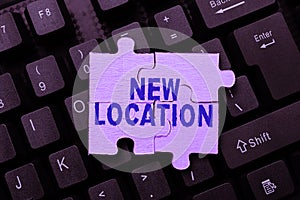 Conceptual caption New Location. Business showcase Get located on a new place and establishing home or business