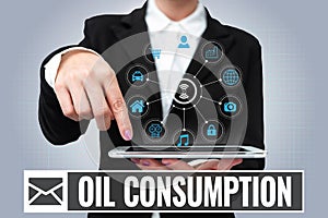 Conceptual caption Oil Consumption. Internet Concept This entry is the total oil consumed in barrels per day Lady