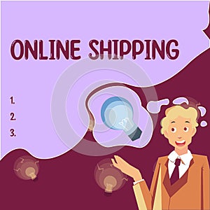 Conceptual caption Online Shipping. Business approach the act or manner of delivering something through the net