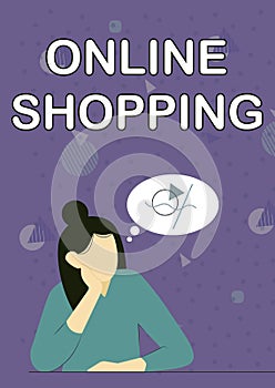 Conceptual caption Online Shopping. Business idea ecommerce which let the consumer buy goods using the Internet