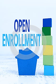 Conceptual caption Open Enrollment. Business concept policy of allowing qualifying students to enroll in school