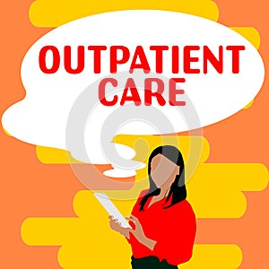 Conceptual caption Outpatient Care. Business overview the final result of something or how the way things end up