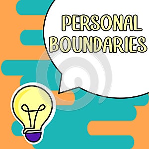 Conceptual caption Personal Boundaries. Conceptual photo something that indicates limit or extent in interaction with