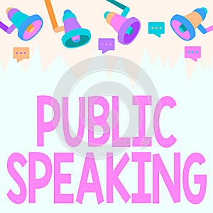 Conceptual caption Public Speaking. Business showcase talking showing stage in subject Conference Presentation Monitor