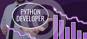 Conceptual caption Python Developer. Internet Concept responsible for writing serverside web application logic
