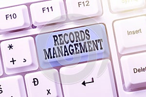 Conceptual caption Records Management. Business concept administration of records and documented information Setting Up