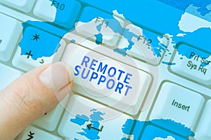 Conceptual caption Remote Support. Business overview help end-users to solve computer problems and issues remotely