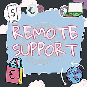 Hand writing sign Remote Support. Business approach help end-users to solve computer problems and issues remotely