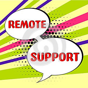 Hand writing sign Remote Support. Word for help end-users to solve computer problems and issues remotely