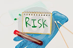 Conceptual caption Risk. Business overview Possibility of losing something of value or threat of damage Preparing And