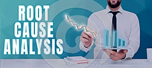 Conceptual caption Root Cause Analysis. Conceptual photo Method of Problem Solving Identify Fault or Problem