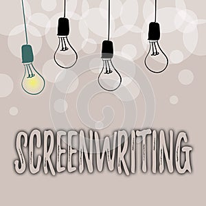 Conceptual caption Screenwriting. Business showcase the art and craft of writing scripts for media communication