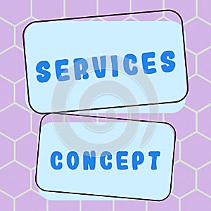 Conceptual caption Services Concept. Concept meaning mediate between customer needs and company strategic intent