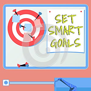 Conceptual caption Set Smart Goals. Business concept Establish achievable objectives Make good business plans