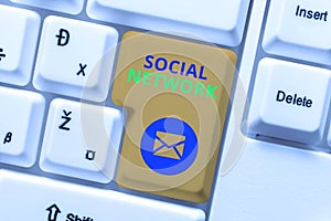 Conceptual caption Social Network. Business concept a framework of individual linked by interan individualal photo