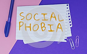 Conceptual caption Social Phobia. Business overview overwhelming fear of social situations that are distressing