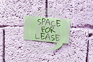 Conceptual caption Space For Lease. Word Written on Available location for rent to use for commercial purposes Pastel