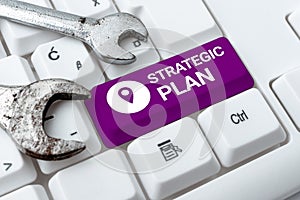 Conceptual caption Strategic PlanA process of defining strategy and making decisions. Business overview A process of