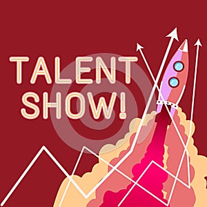 Conceptual caption Talent Show. Internet Concept Competition of entertainers show casting their performances Rocket