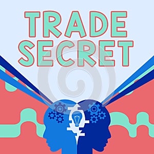 Conceptual caption Trade Secret. Business showcase Confidential information about a product Intellectual property Minds