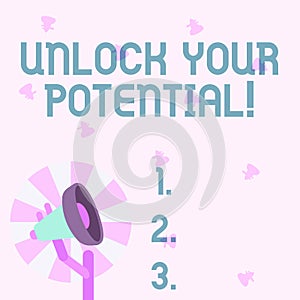 Conceptual caption Unlock Your Potential. Concept meaning Mentor, coach and another leading person to open hidden talent