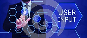 Conceptual caption User Input. Business approach Any information or data that is sent to a computer for processing