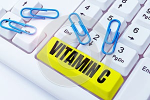 Conceptual caption Vitamin C. Business approach it promotes healing and helps the body absorb iron Ascorbic acid