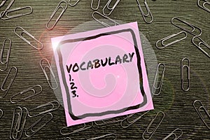 Conceptual caption Vocabulary. Business approach collection of words and phrases alphabetically arranged and explained