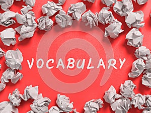 Conceptual caption Vocabulary. Business idea collection of words and phrases alphabetically arranged and explained or