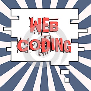 Text caption presenting Web Coding. Business idea work involved in developing a web site for the Internet