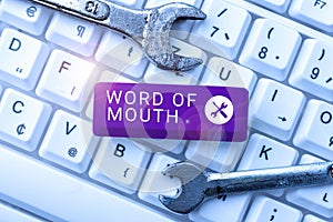 Conceptual caption Word Of Mouth. Business overview Oral spreading of information Storytelling Viva Voice -48907