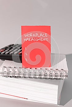 Conceptual caption Workplace Harassment. Word Written on Different race gender age sexual orientation of workers