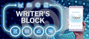 Handwriting text Writer's Block. Business approach Condition of being unable to think of what to write photo
