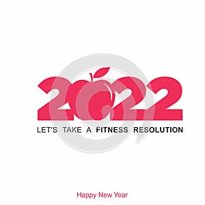 Conceptual Card Design for Happy New Year 2022. Lets Take A Fitness Resolution.