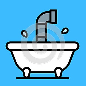 Conceptual cartoon bathtub with a periscope