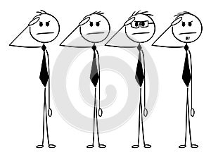 Conceptual Cartoon of Business Team Saluting