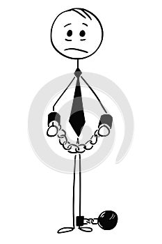 Conceptual Cartoon of Businessman Criminal with Handcuffs