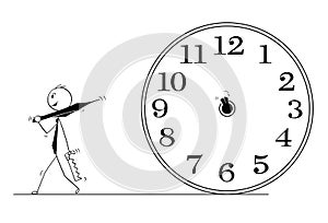 Conceptual Cartoon of Businessman and Time