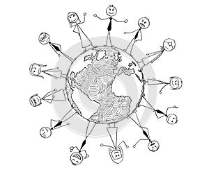 Conceptual Cartoon of International Business Cooperation