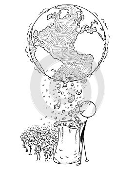 Conceptual Cartoon of World Wealth Distribution Between Rich and Poor