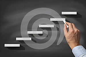Conceptual Chalkboard Illustration of Steps Symbolizing Progress and Growth
