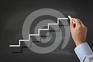 Conceptual Chalkboard Illustration of Steps Symbolizing Progress and Growth